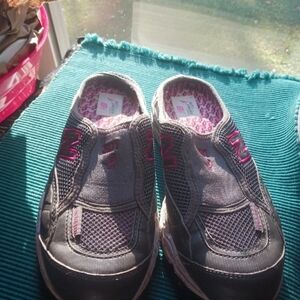 New Balance Gray and Pink Slip-On Sneakers